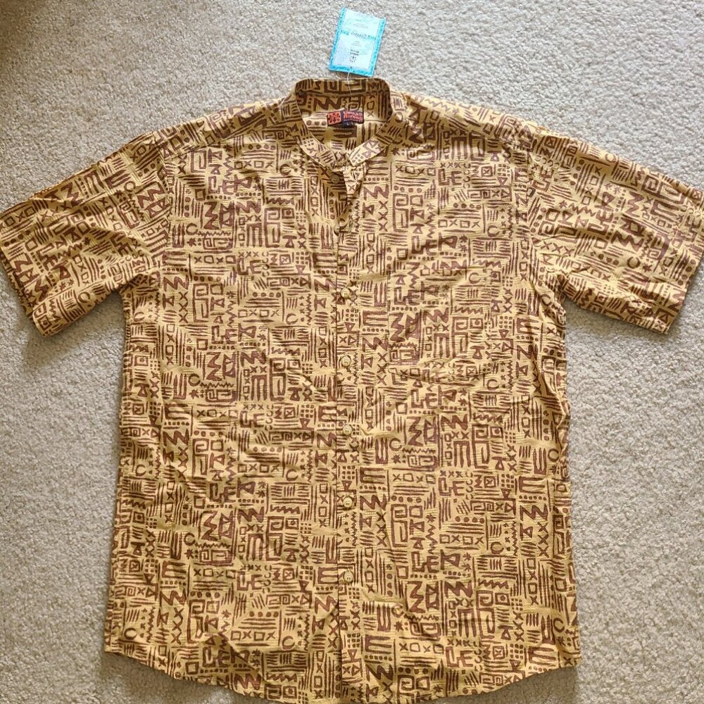 Aarong Men's Printed Casual Sport Short Sleeve Shirt (Large)